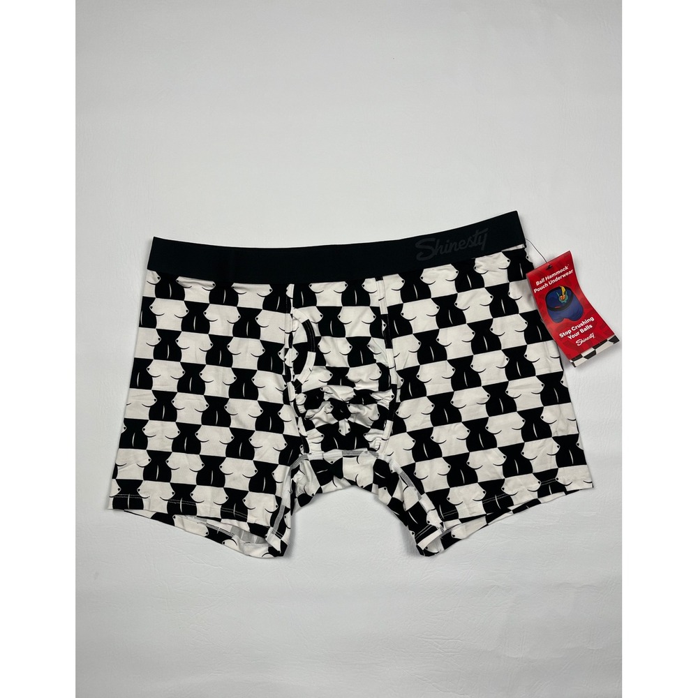 Shinesty Ball Hammock Boxer Briefs Mens XL White Chest Mate Checkered